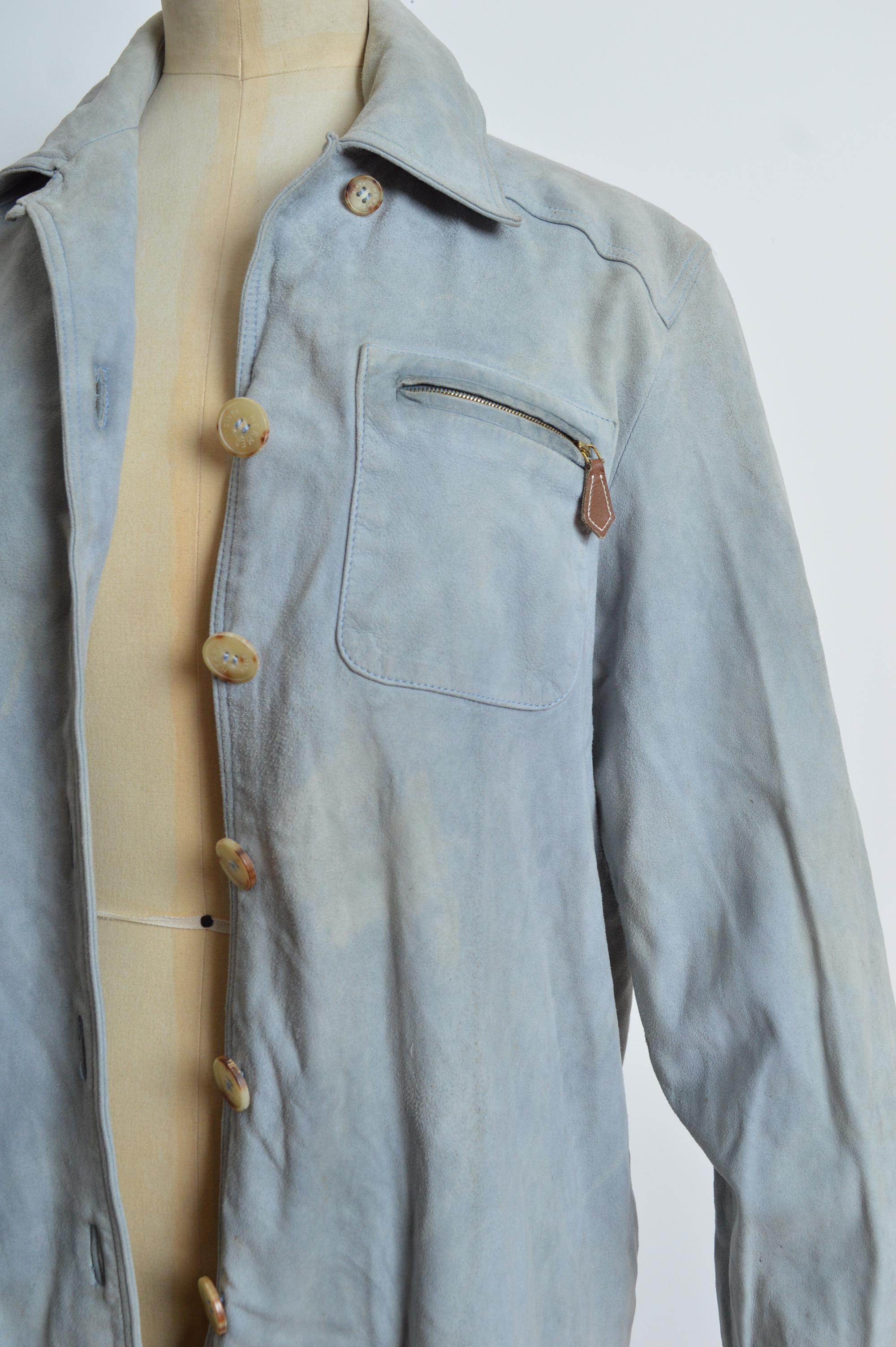 Jacket by HERMÉS Shaket - Vintage Pale Blue Suede Over Shirt 2