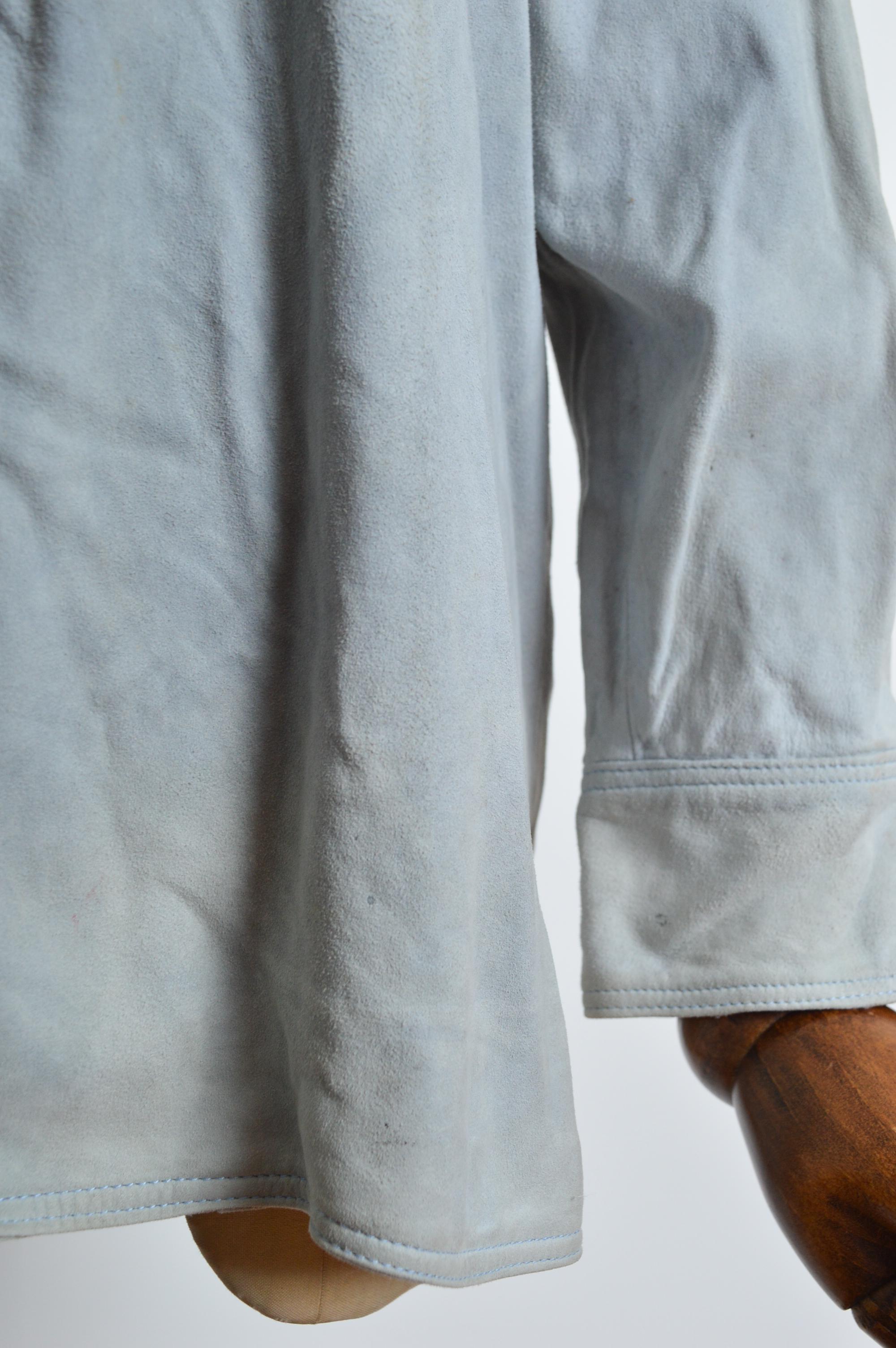 Jacket by HERMÉS Shaket - Vintage Pale Blue Suede Over Shirt 3