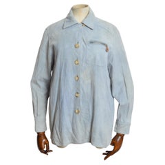 Jacket by HERMÉS Shaket - Vintage Pale Blue Suede Over Shirt