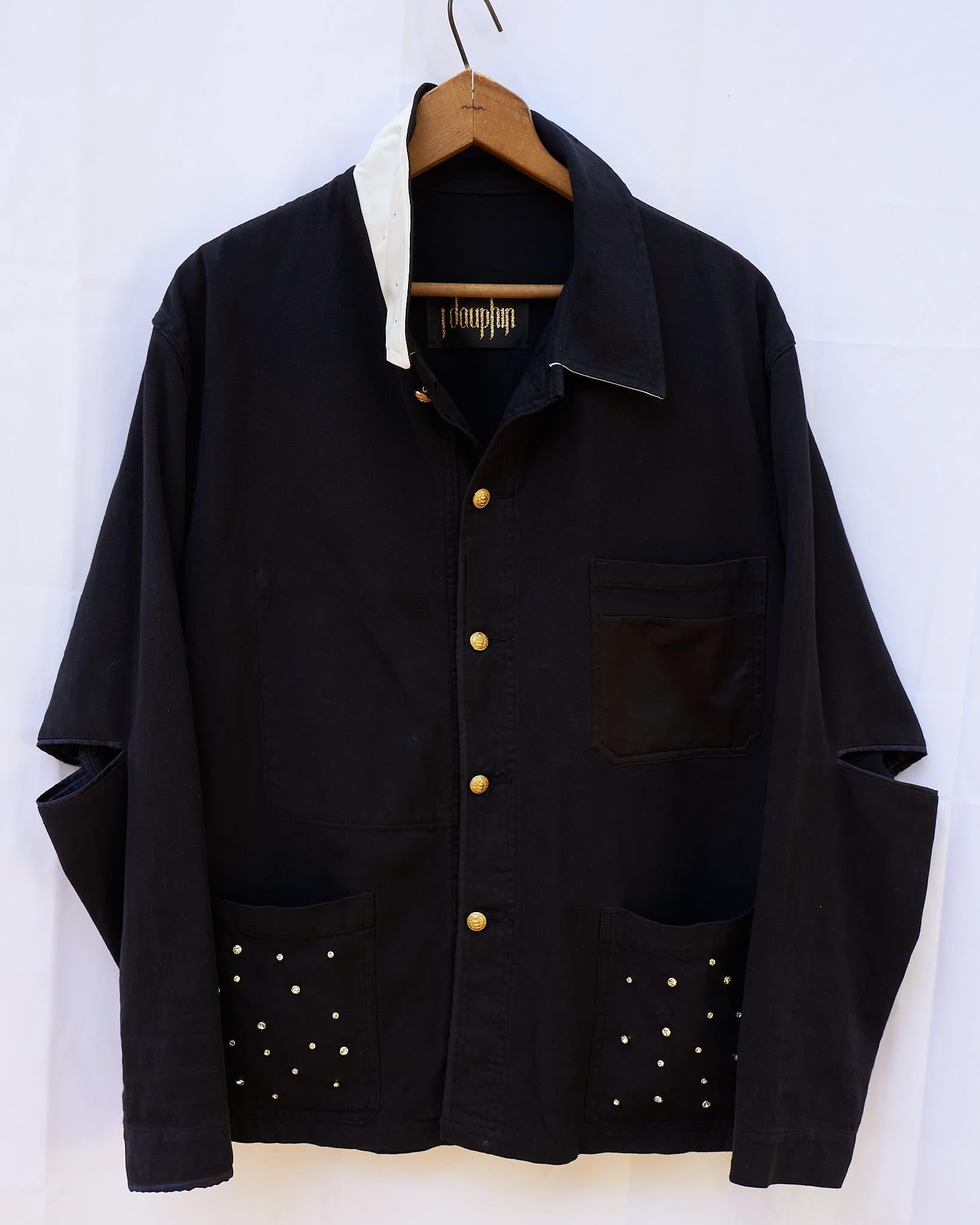Jacket Crystal Distressed Soft French Work Black Embellished J Dauphin 1