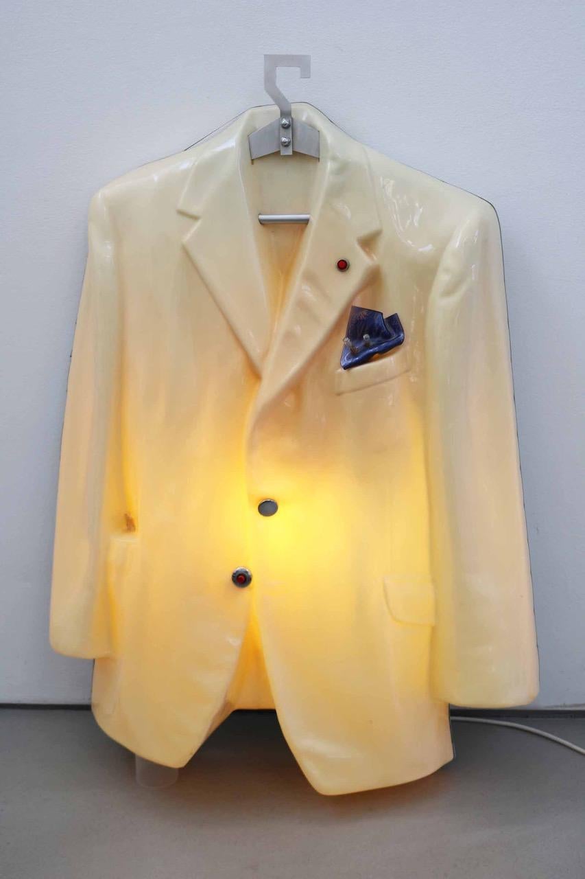 French Jacket Shaped Lighting Object by Jacques Vojnovic, Signed, France, 1983 For Sale