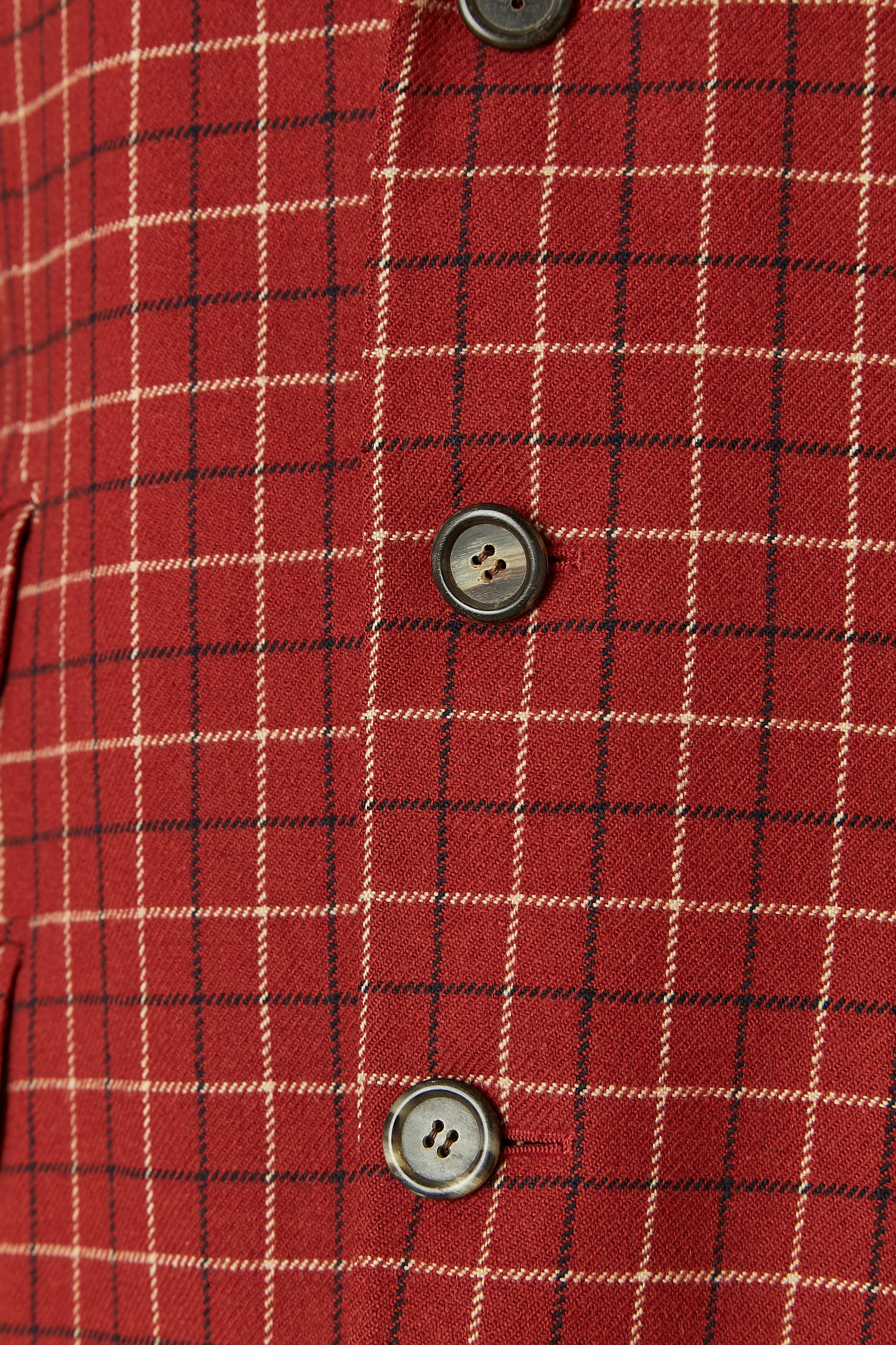 Rosso Giacca, gilet e pantaloni con motivo a quadri Yves Saint Laurent Rive Gauche in vendita