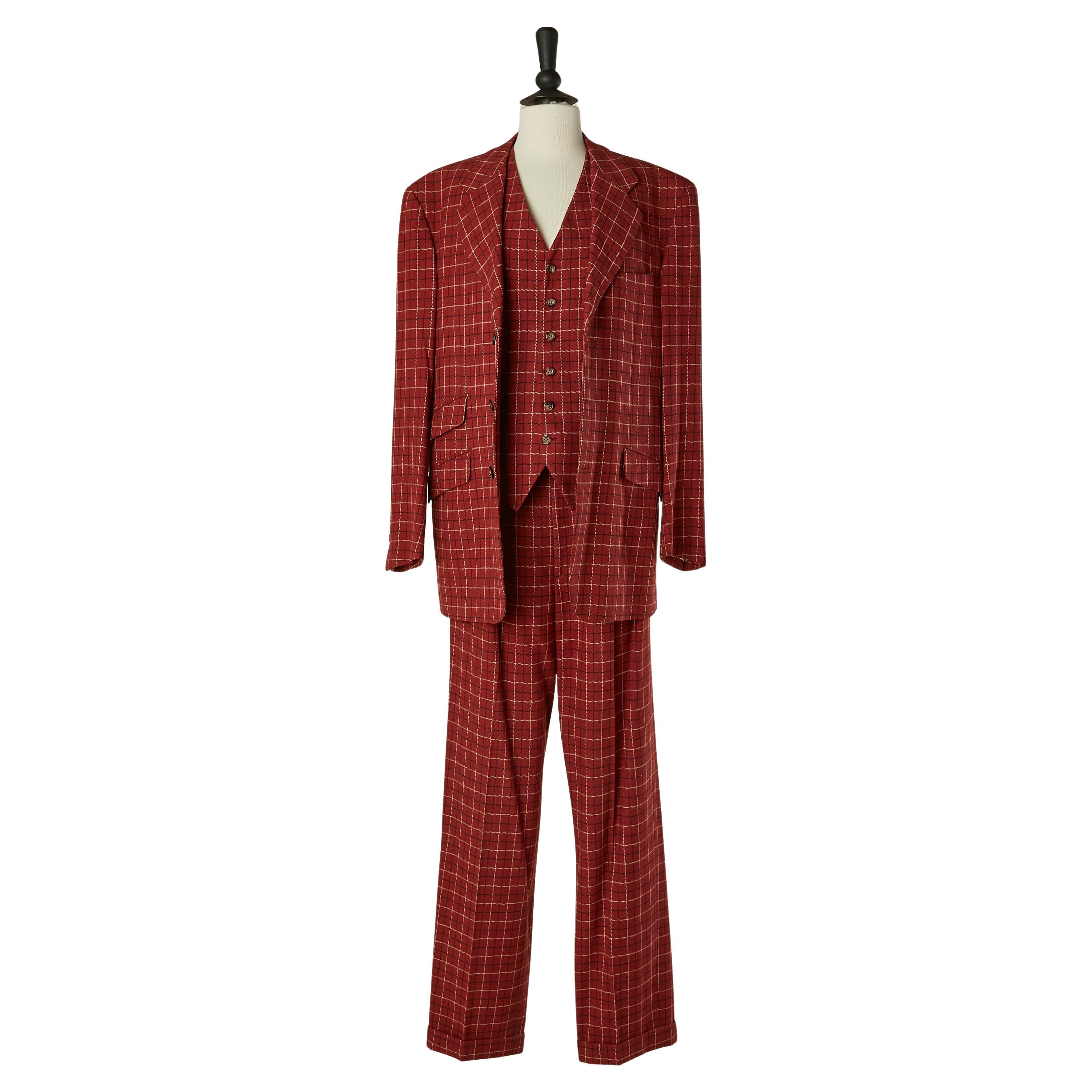 Giacca, gilet e pantaloni con motivo a quadri Yves Saint Laurent Rive Gauche in vendita