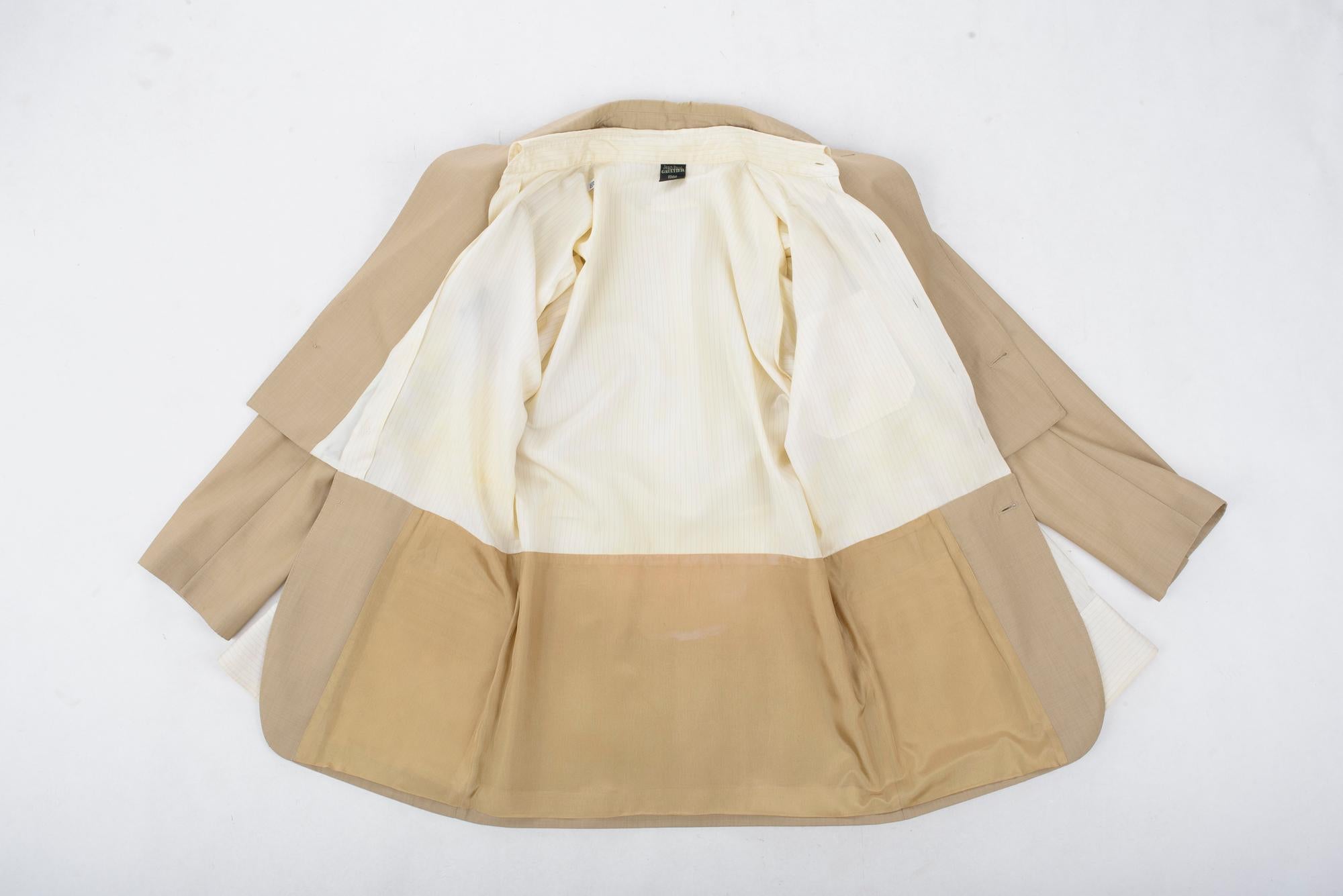 Chaqueta con camisa integrada Jean-Paul Gaultier Homme Circa 1995 Beige en venta