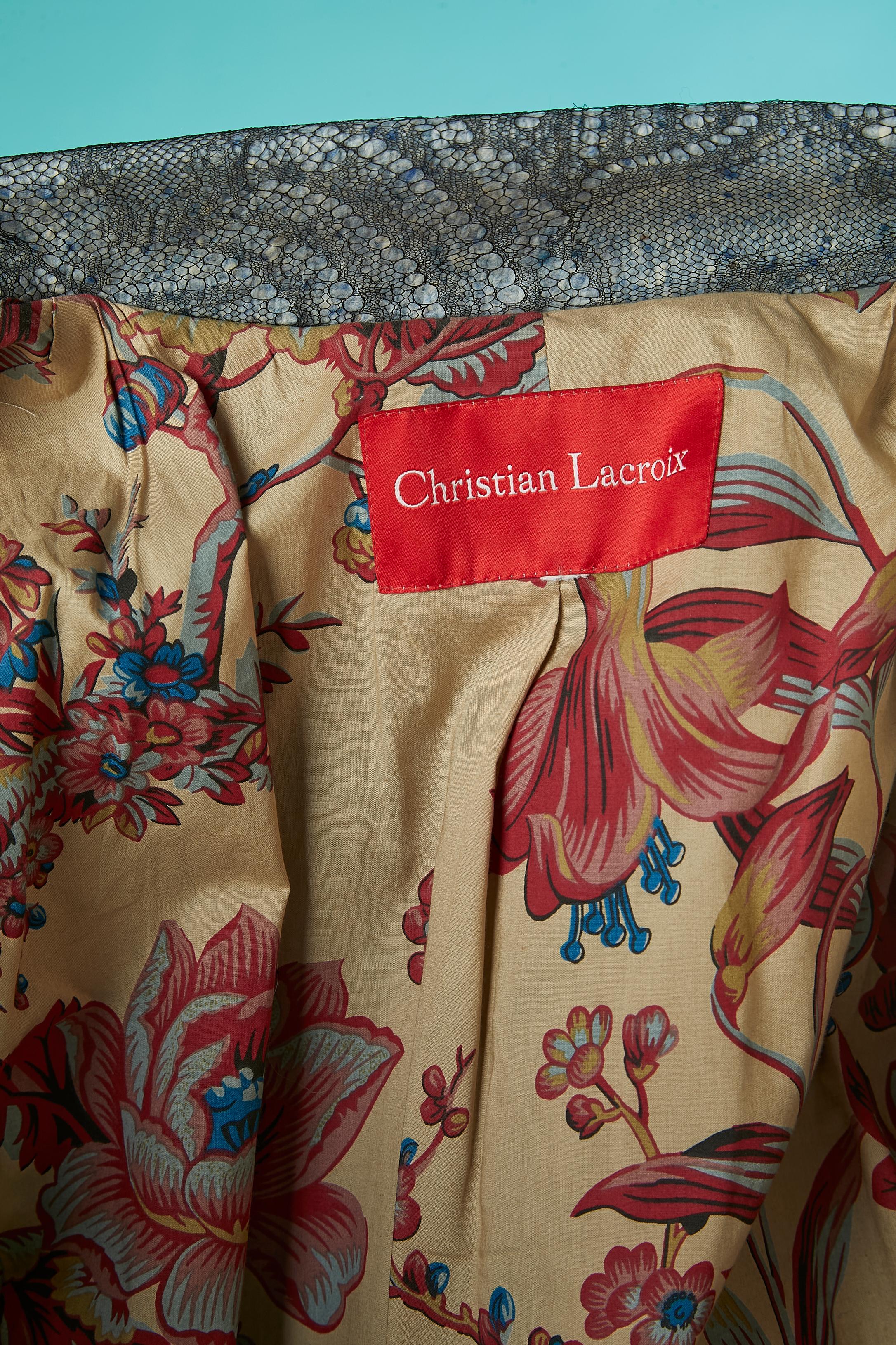 Jacket with overlay of lace on top of wool chiné lay Christian Lacroix  For Sale 4