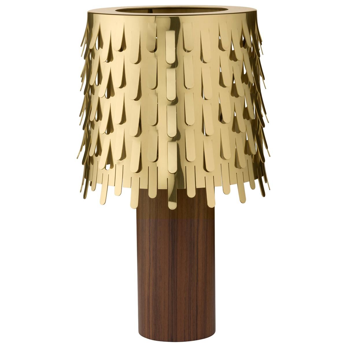 Jackfruit Table Lamp in Polished Brass and Wood by Campana Brothers For Sale