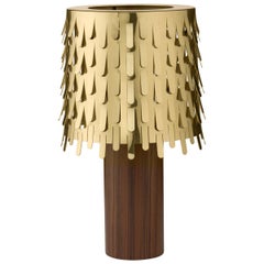 Jackfruit Table Lamp in Polished Brass and Wood by Campana Brothers