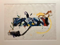 MIxed Media Collage Watercolor Abstract Painting "Calliope" Woman Artist