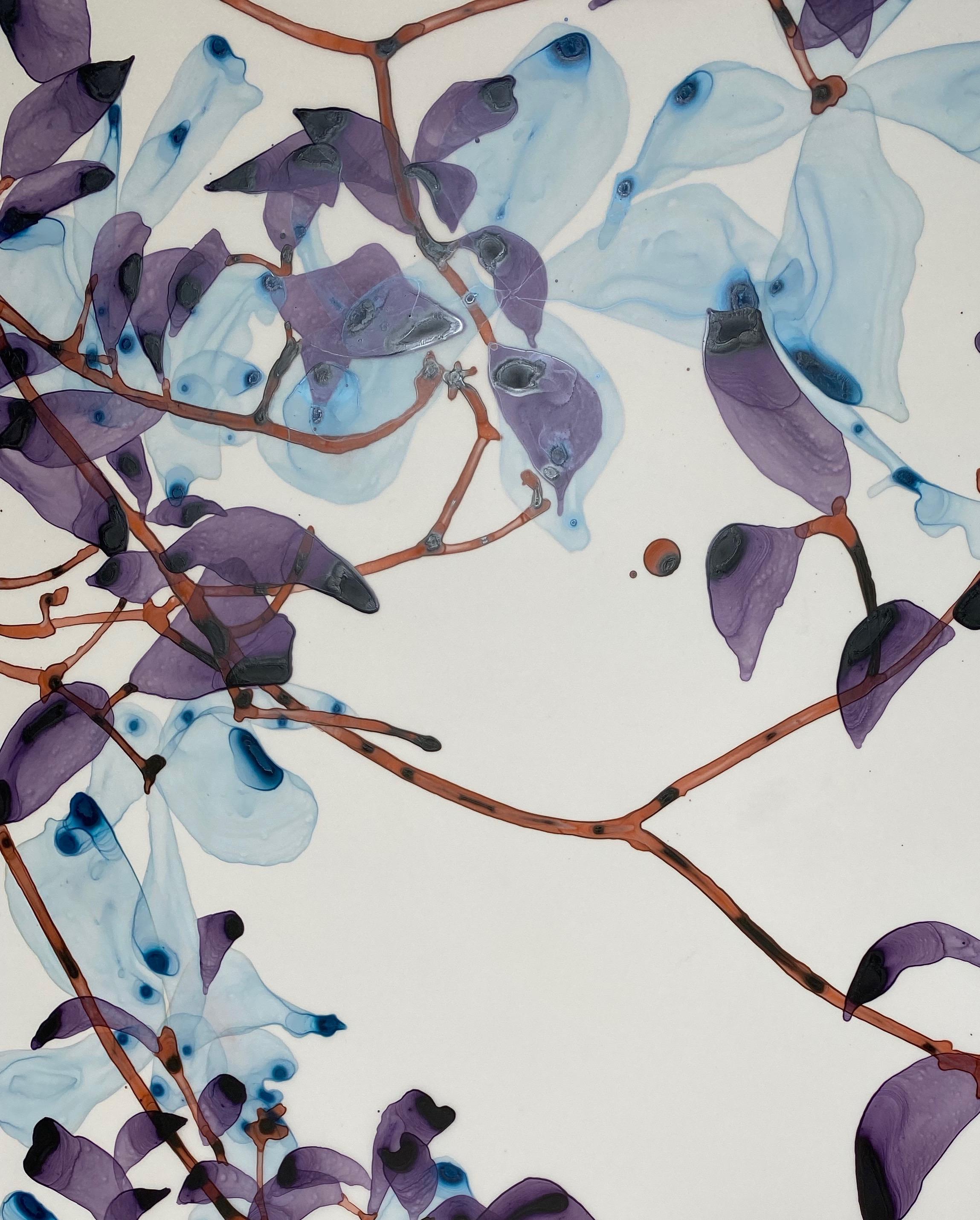 April Frost Cs1, Violet, Pale Blue Leaves Botanical, Brown Tree Branches For Sale 6