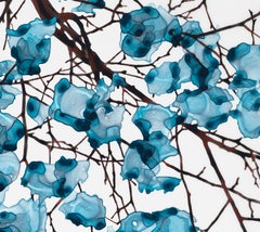 Blue Tumbler Cs2, Horizontal Bright Blue with Brown Botanical Tree Painting