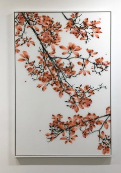 Coral Fling - Pittura botanica contemporanea su Mylar, Orange Tree, 2018