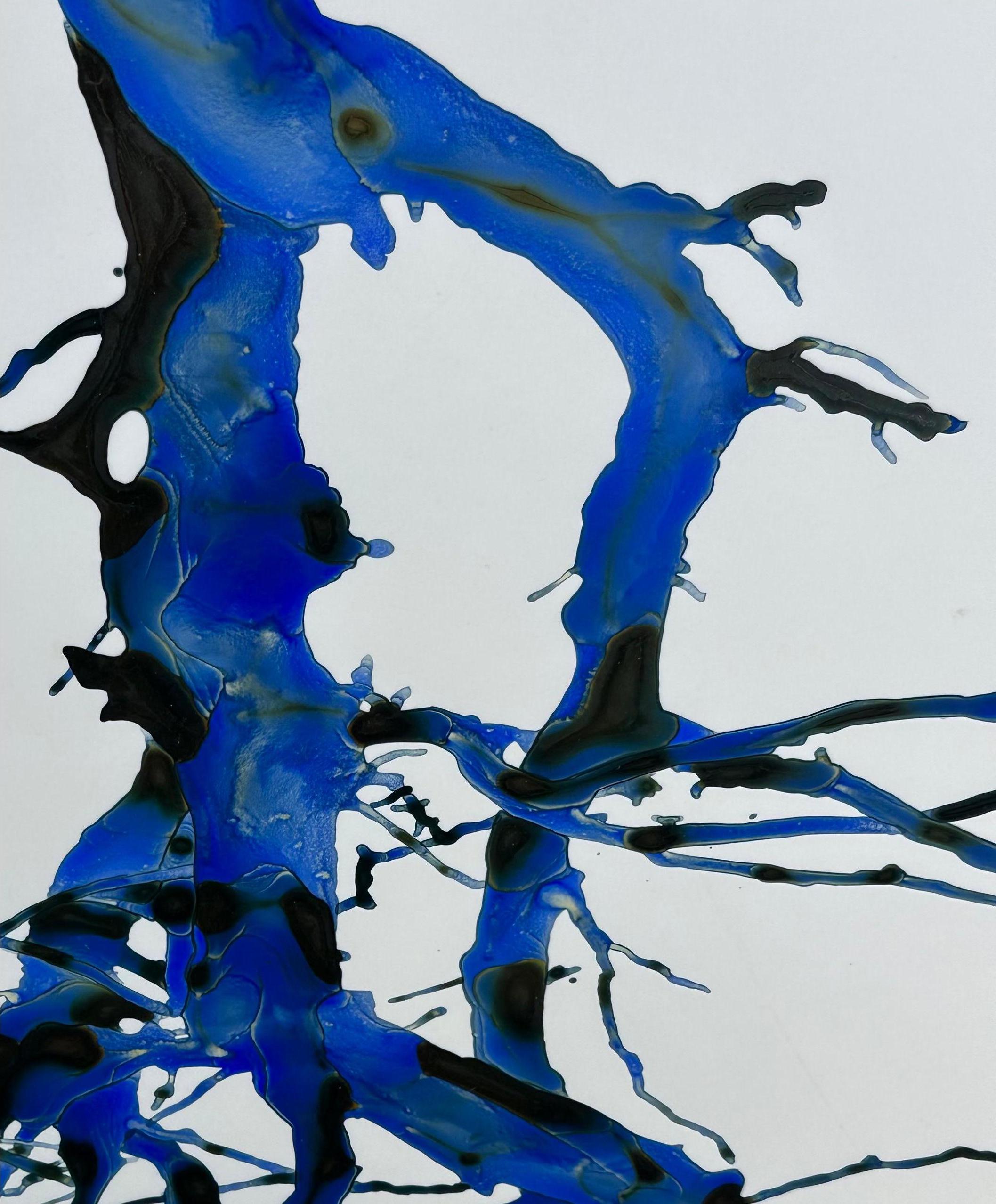 Inazuma m1, Cobalt, branches d'arbre bleu foncé, Mylar blanc en vente 2