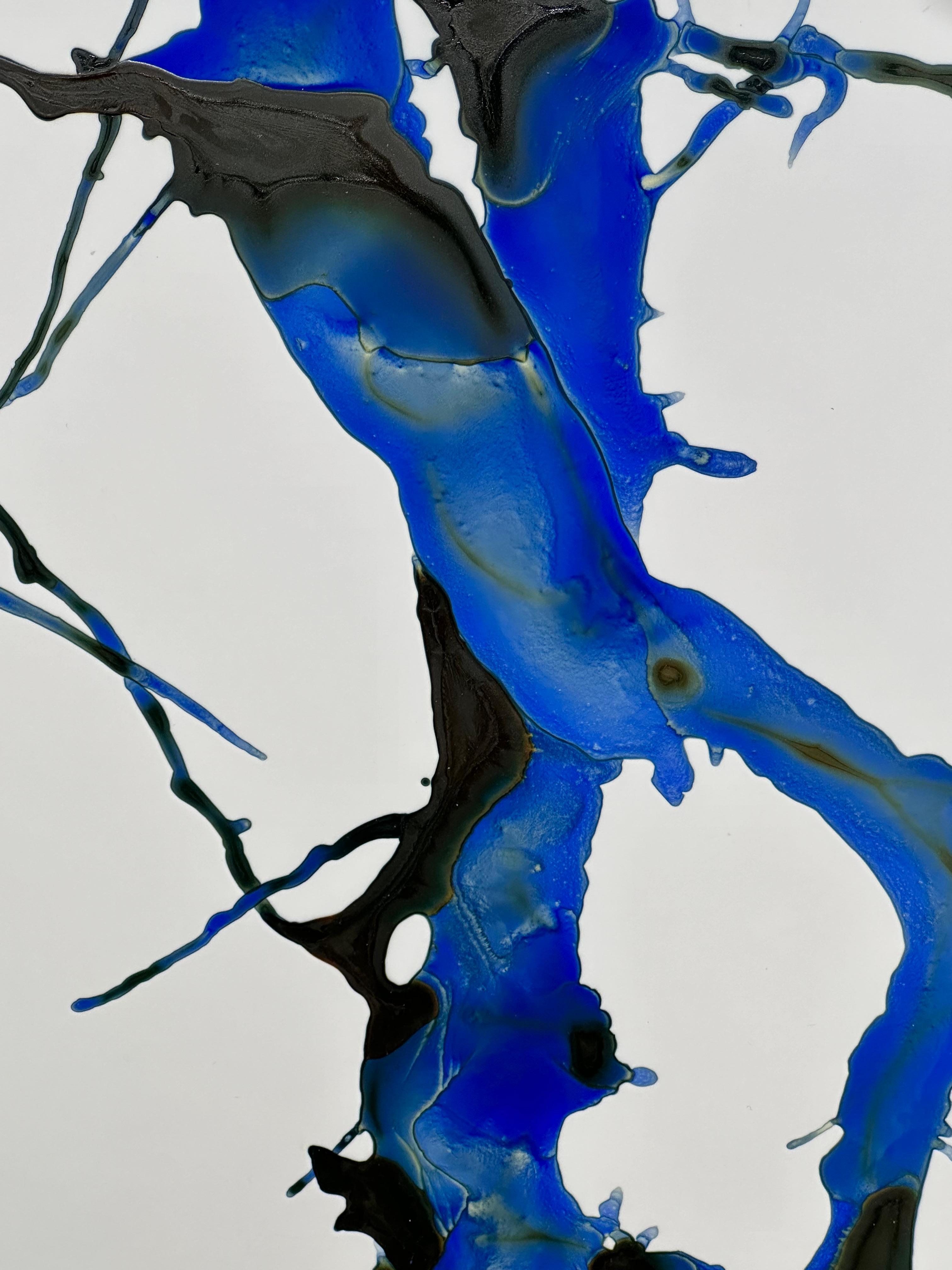 Inazuma m1, Cobalt, branches d'arbre bleu foncé, Mylar blanc en vente 3