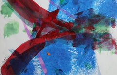 Red Arc, Colorful Abstract Expressionist Painting by Jackie Battenfield