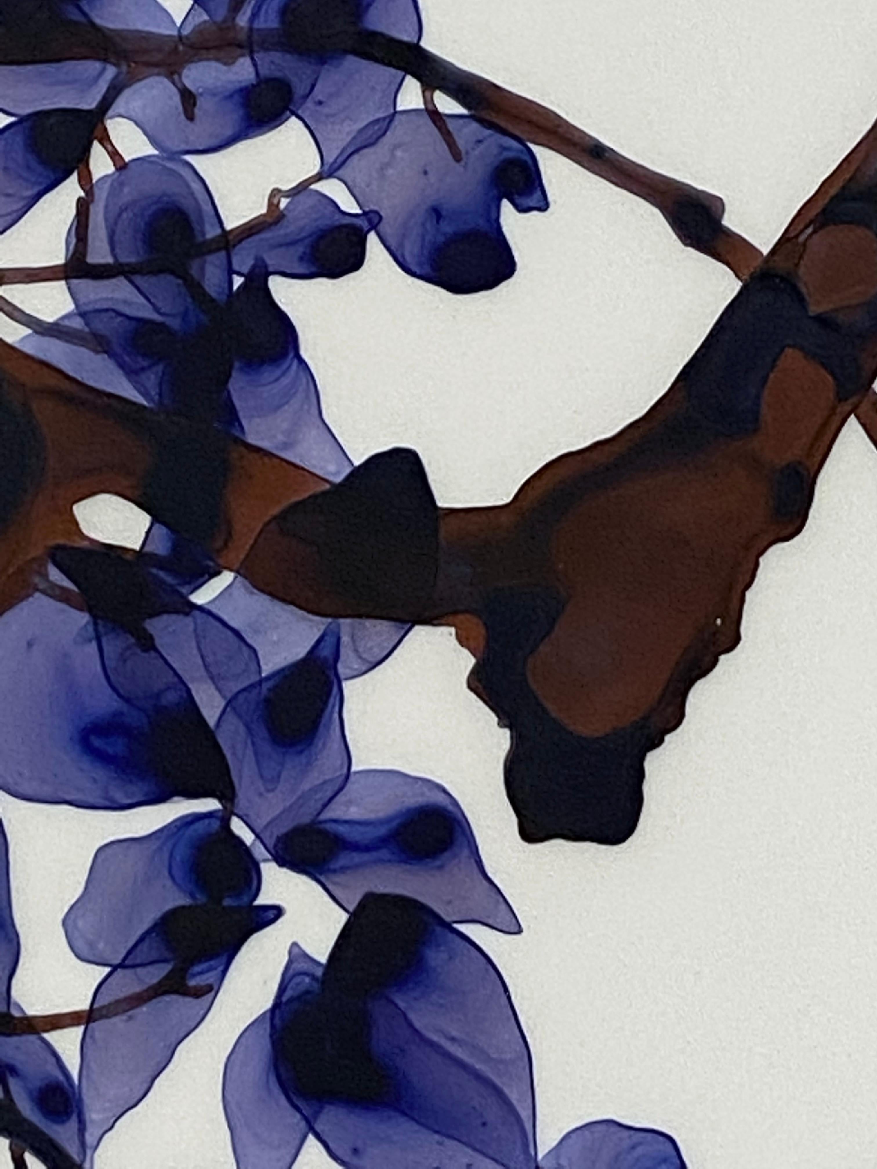 Twilight Shade, Purple Violet Blue, Umber Botanical Tree Branches, White Mylar For Sale 5