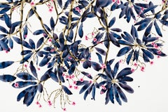 Whirligig, Indigo Blue, Hot Pink, Frangipani Tree Botanical Painting Mylar