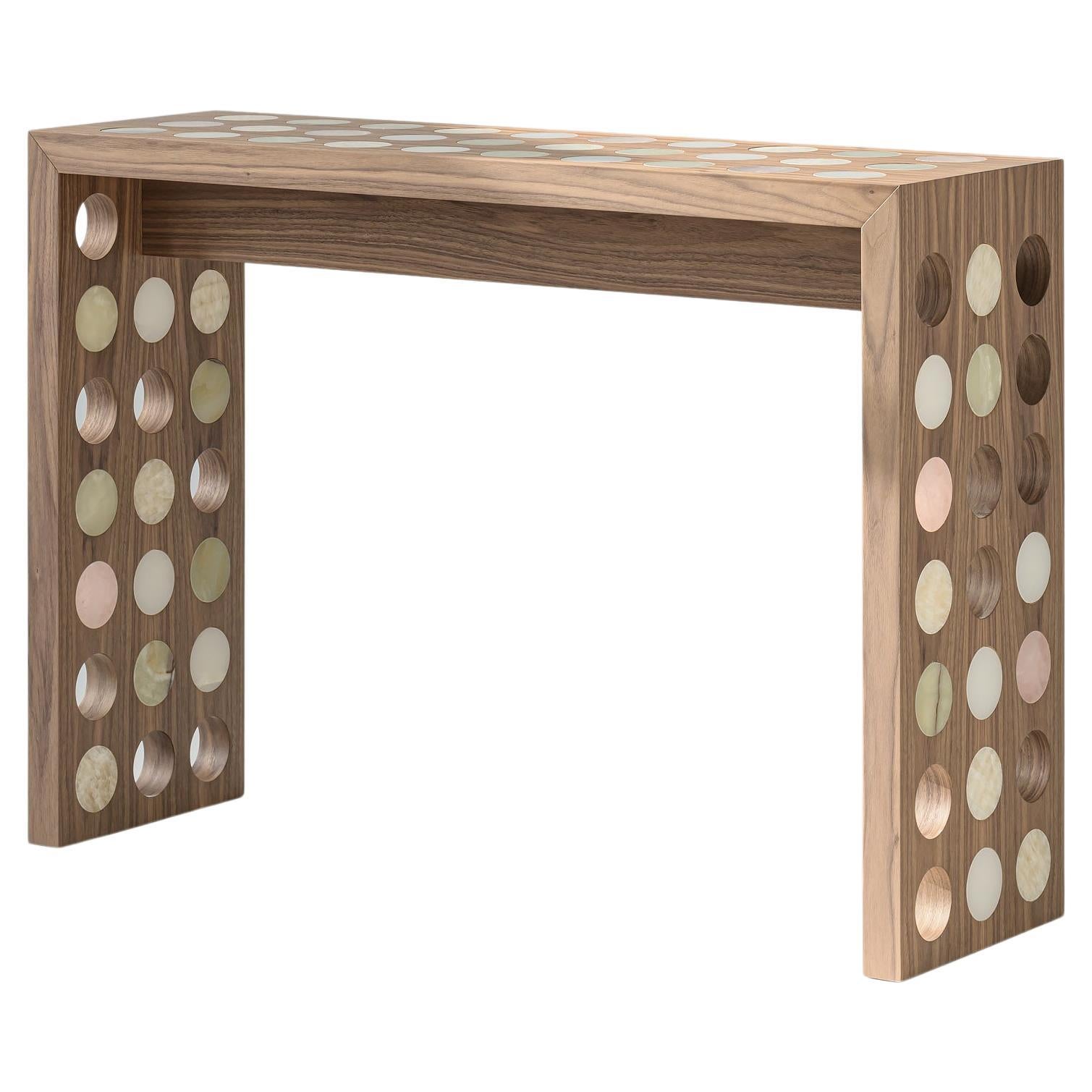 Jackie Console en noyer et onyx par Studio Gaïa For Sale