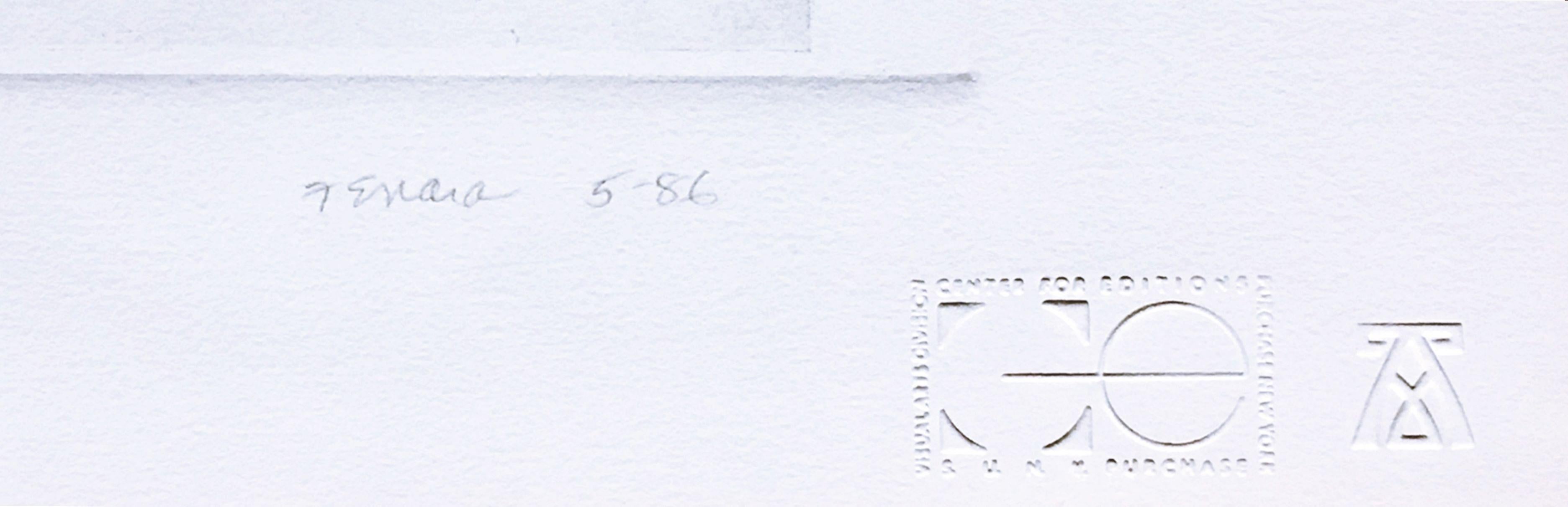 Seltene signierte/n Radierung mit Handkolorierung des bekannten minimalistischen Bildhauers Atelier A im Angebot 1