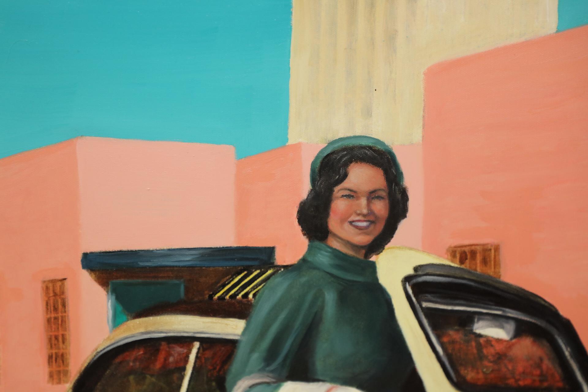 Peinture à l'huile de Jackie Kennedy par Jay Fleming Bon état - En vente à Palm Springs, CA