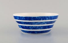 Jackie Lynd for Duka, Three Bowls in Glazed Ceramics with Blue Decoration