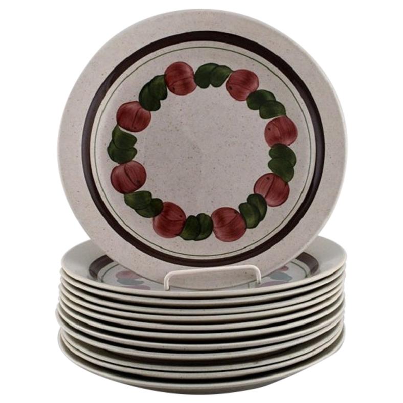 Jackie Lynd for Rörstrand, 12 Birgitta Dinner Plates in Hand Painted Stoneware For Sale