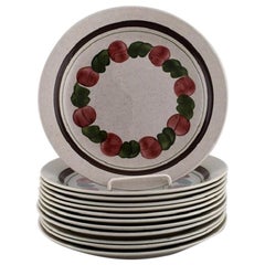 Jackie Lynd for Rörstrand, 12 Birgitta Dinner Plates in Hand Painted Stoneware