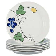 Jackie Lynd for Rörstrand, a Set of Six "Pomona" Porcelain Plates