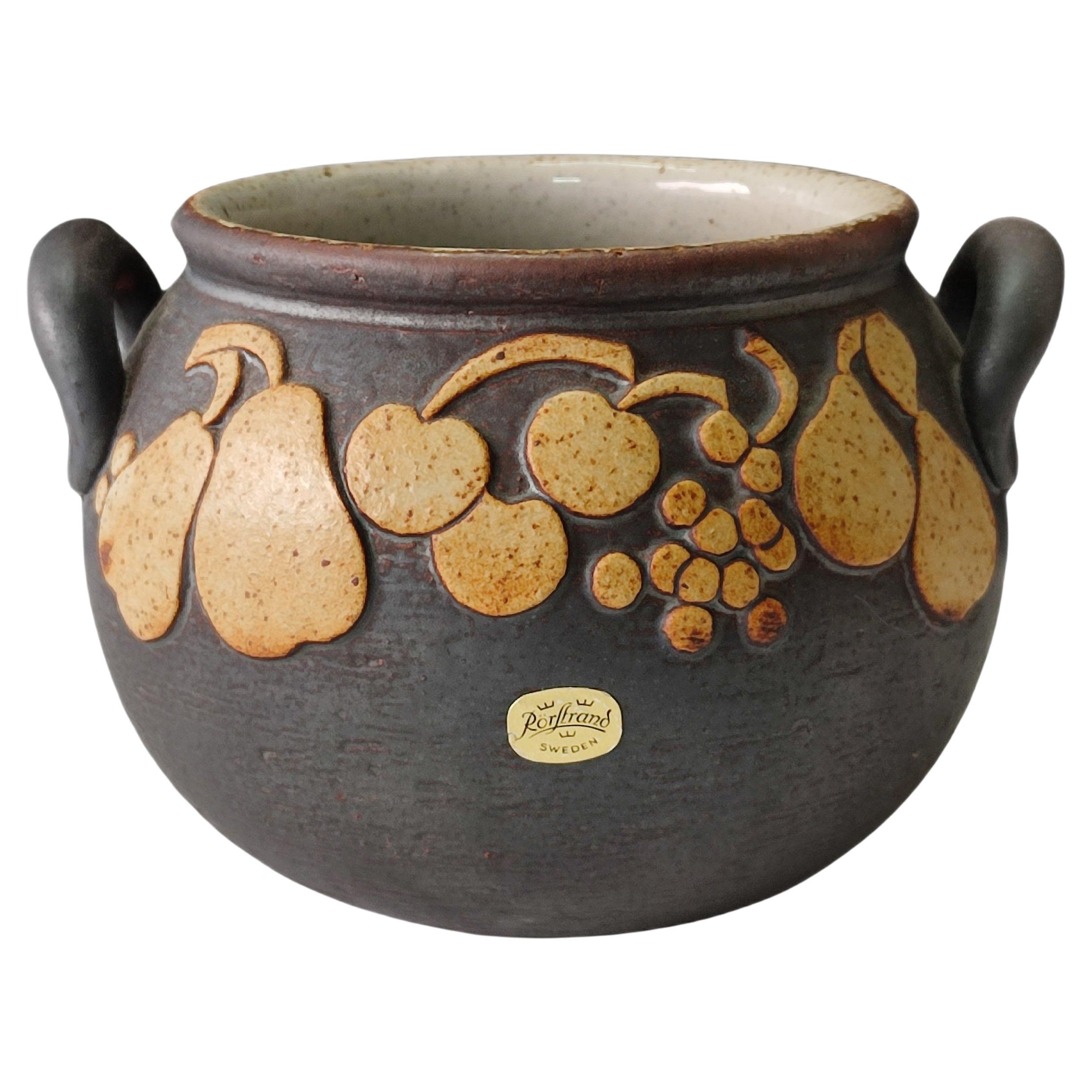 Jackie Lynd Rörstrand Ateljé Vaso in ceramica d'epoca con decorazioni a rilievo di frutta