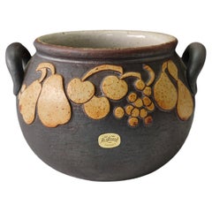Jackie Lynd Rörstrand Ateljé Vaso in ceramica d'epoca con decorazioni a rilievo di frutta