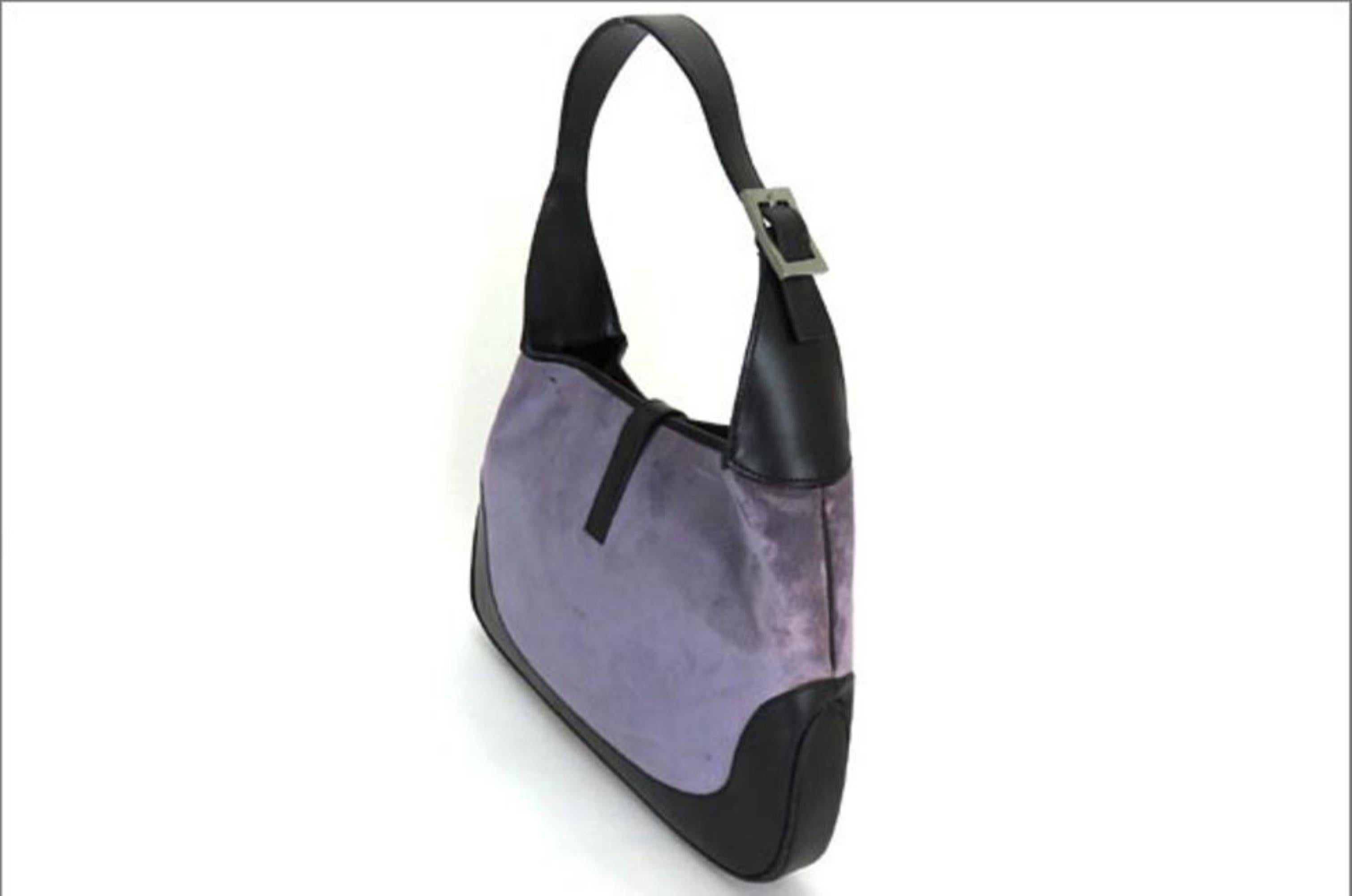 Gray Jackie-o Hobo Velvet Black Leather 164110 Ggtl112 Purple Shoulder Bag For Sale