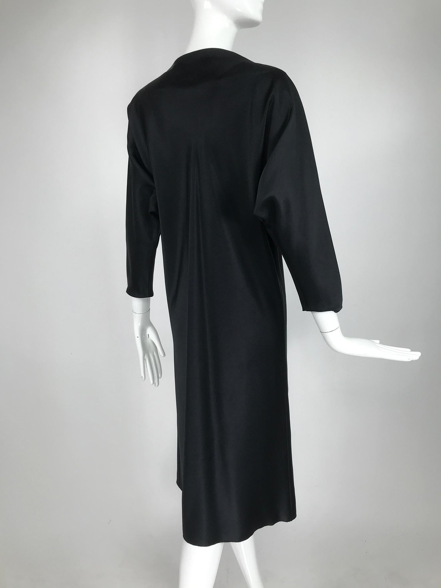 Jackie Rogers Classic Black Satin Bias Cut Dress  In Good Condition For Sale In West Palm Beach, FL