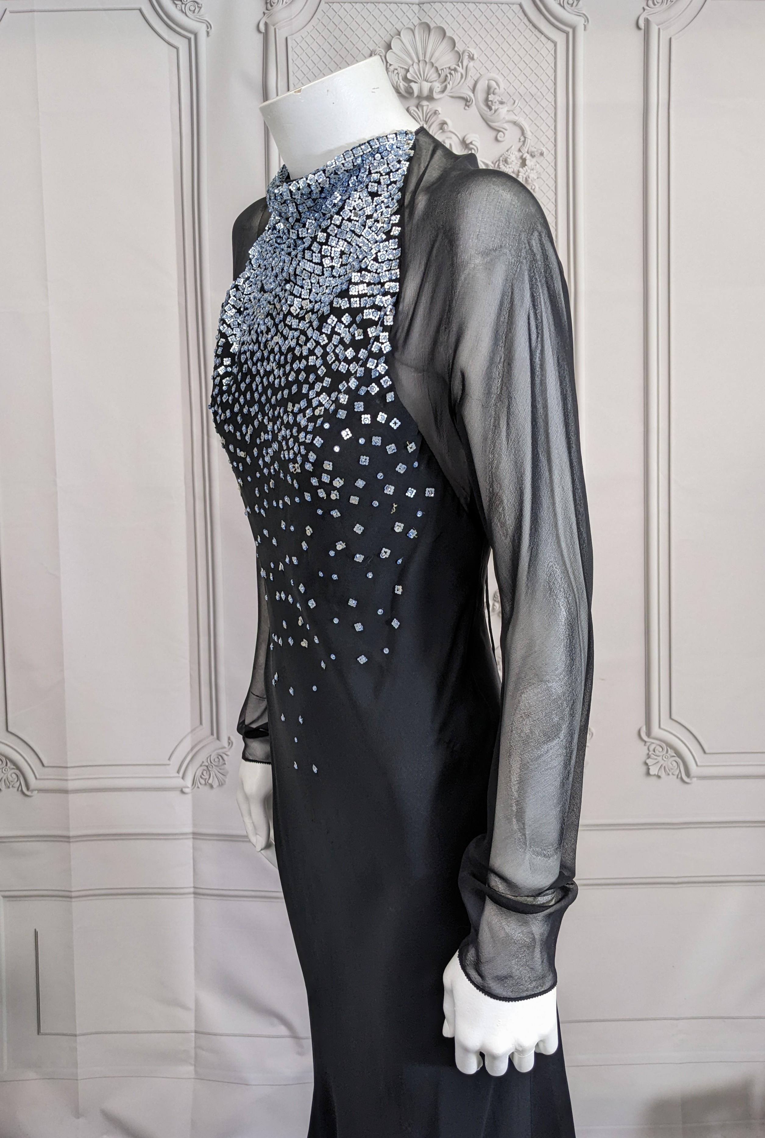 Jackie Rogers Elegant Bias Chiffon Beaded Evening Dress For Sale 1