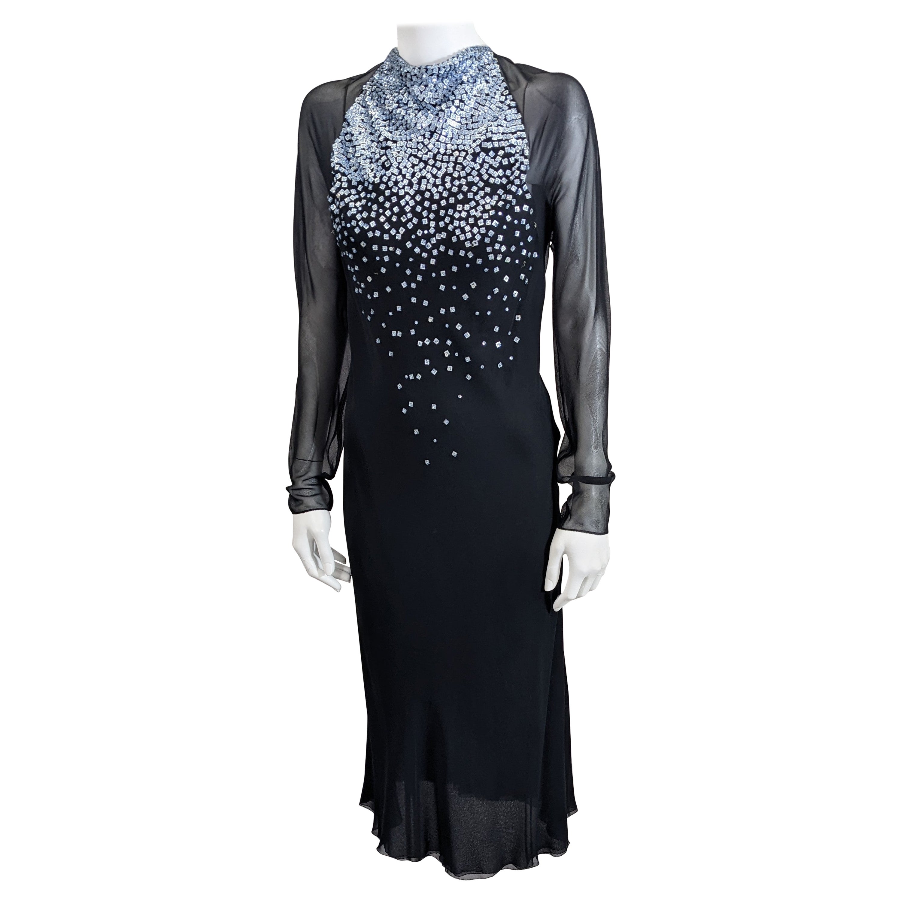 Robe de soirée élégante en mousseline de soie perlée Jackie Rogers