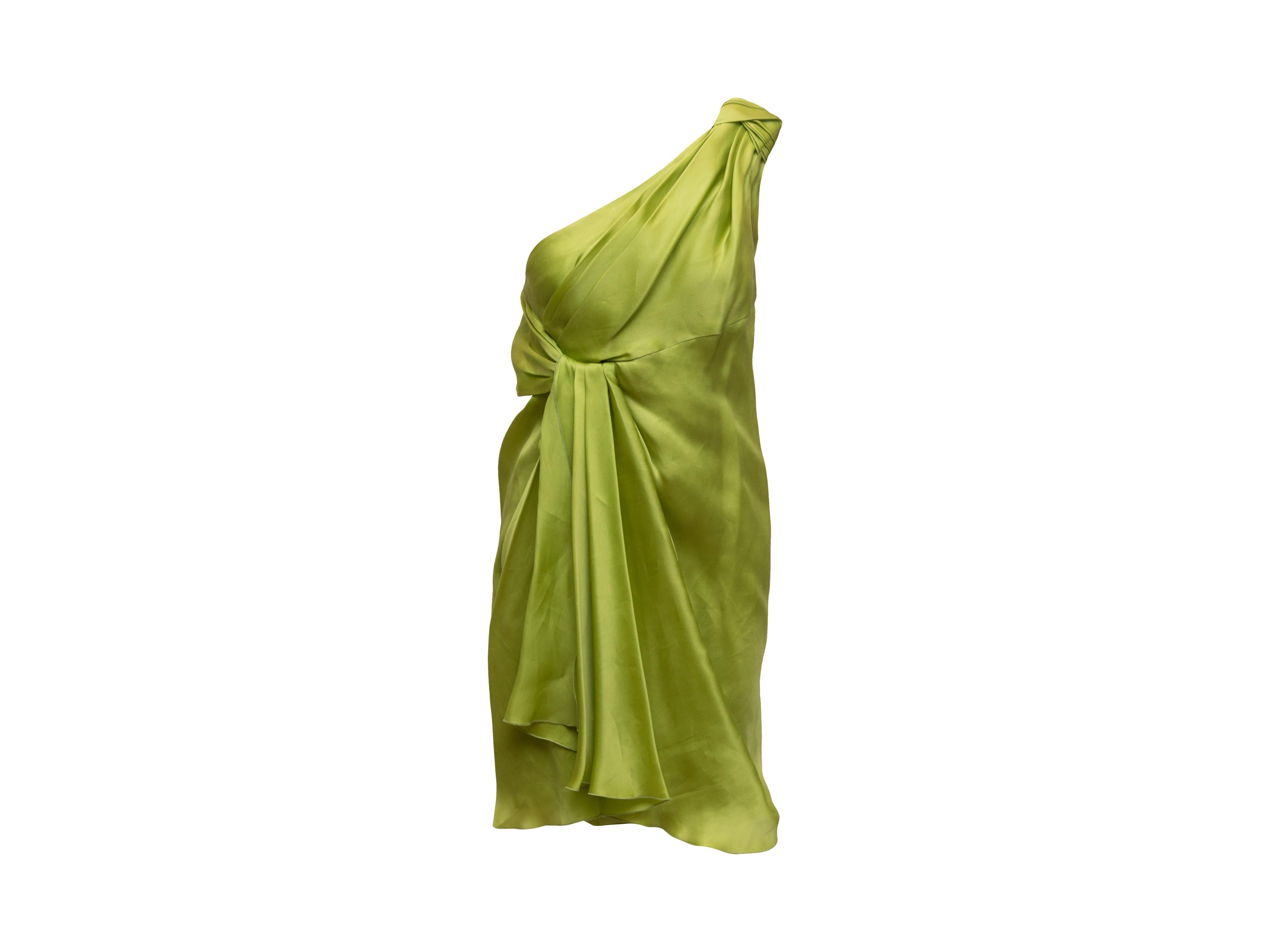 Jackie Rogers Lime Green One Shoulder Dress In Good Condition In New York, NY