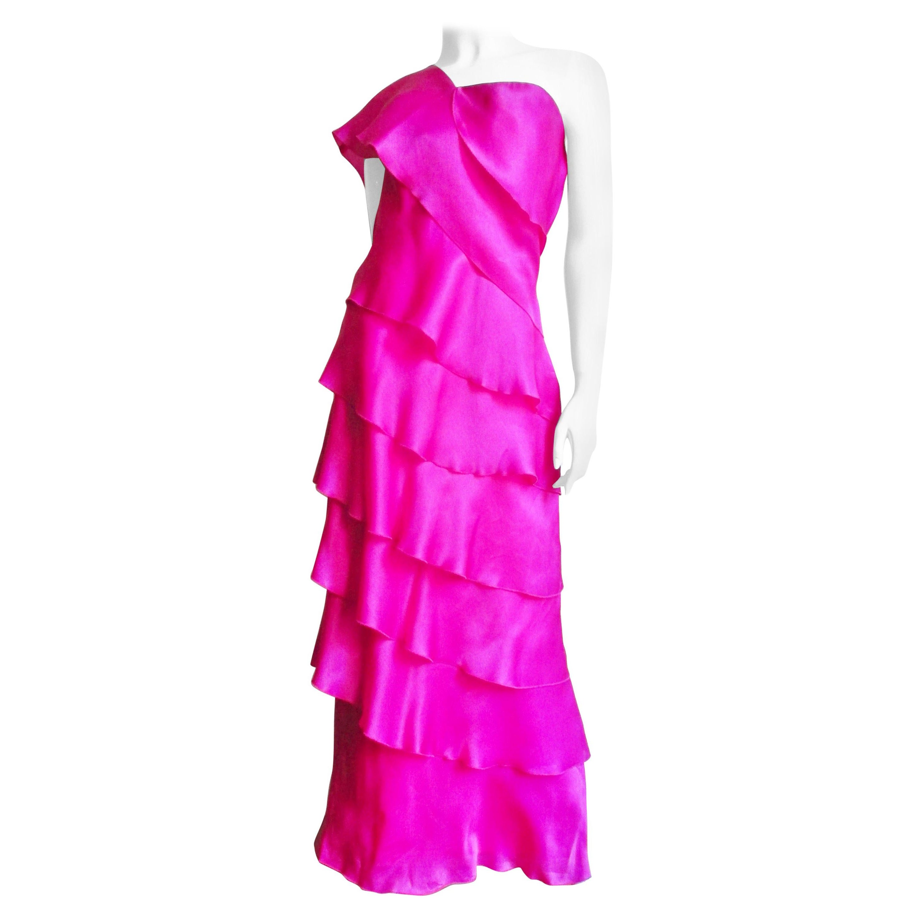 Ein-Schulter-Kleid und Jacke aus Seide von Jackie Rogers im Angebot