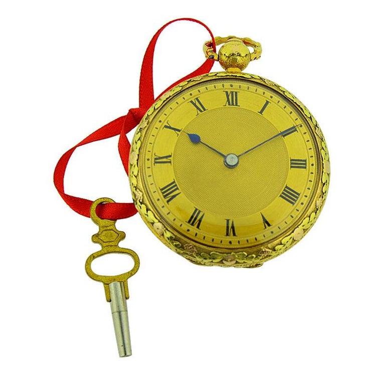 Jackman and Son 18 Karat MultiColor Gold Keywind Pocket Watch Chain