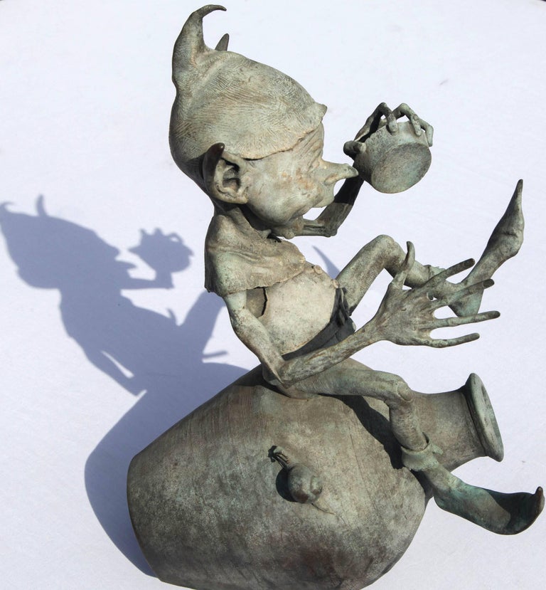 "Jackpot" Bronze Imp or Goblin Water Fountain Sculpture by David Goode