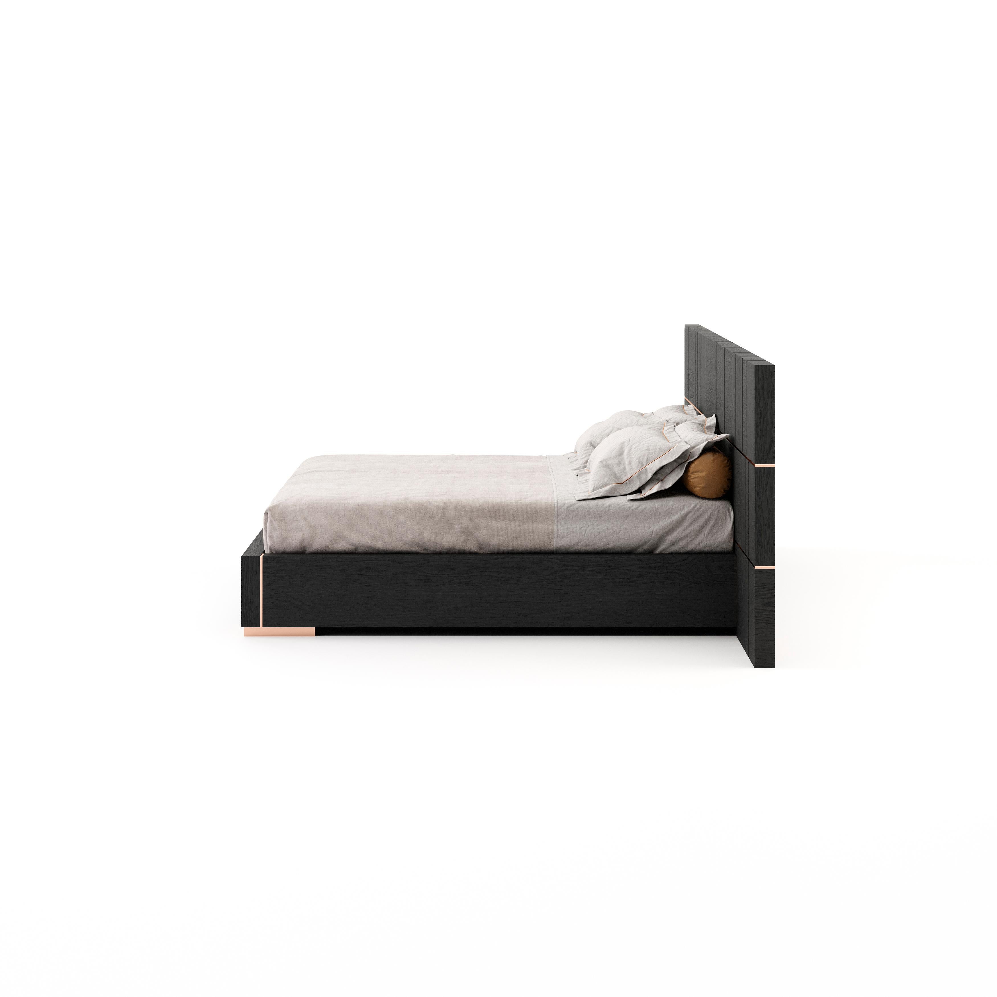 Portuguese 21st-century modern bed, with metal details customisable by Laskasas For Sale