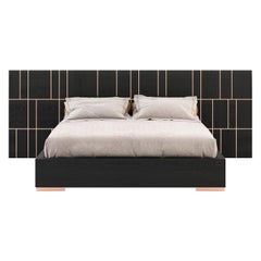 21st-century modern bed, with metal details customisable by Laskasas