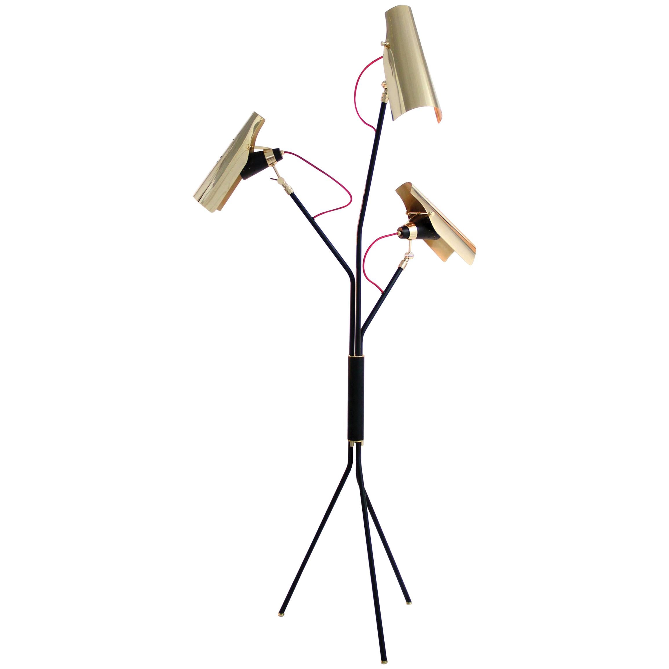 Jackson Floor Lamp in Brass with Gold Detail For Sale