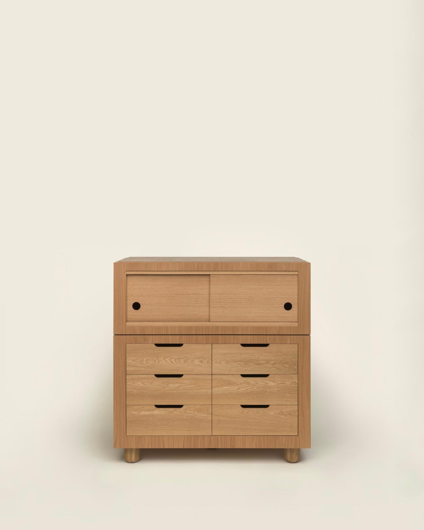 Jackson Highboy – Modern Art Deco and Memphis Inspired Armoire in White Oak In New Condition For Sale In Philadelphia, PA