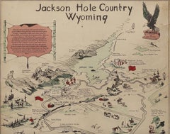 "Jackson Hole Country, Wyoming" Vintage Pictorial Map by Harold Hopkinson, 1956