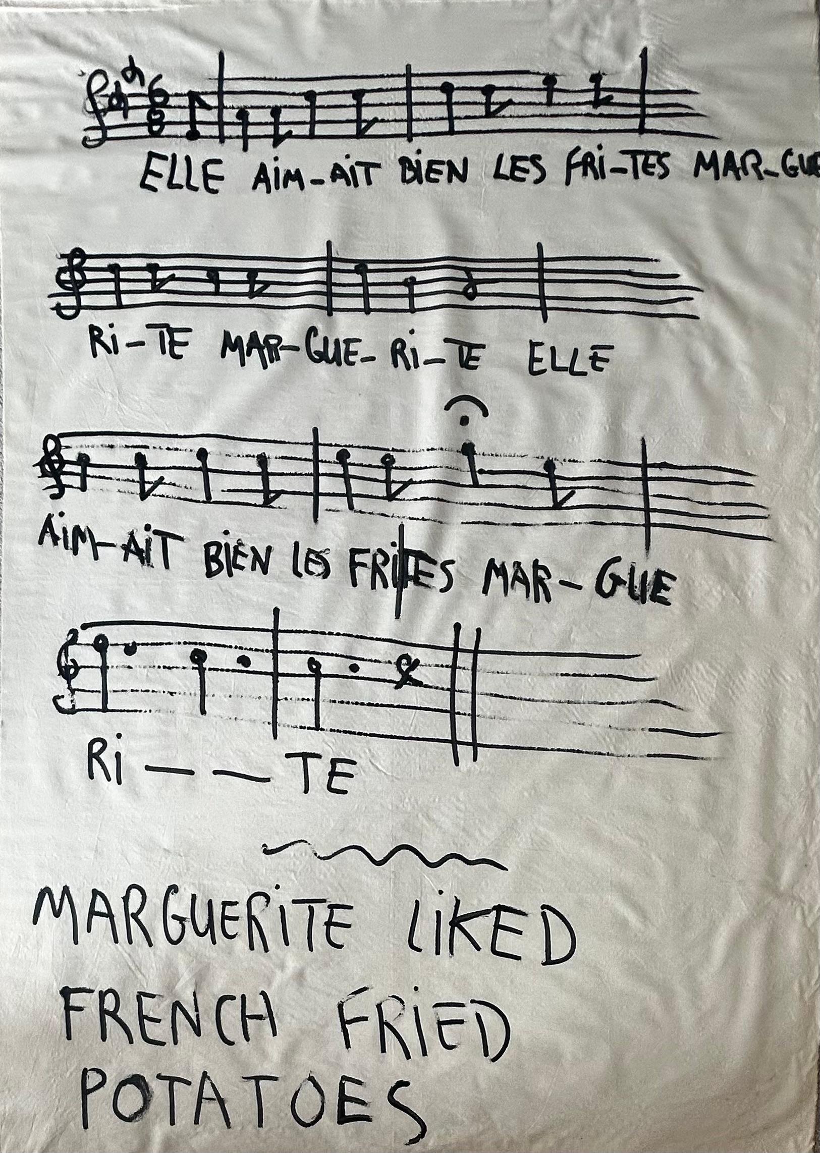 Jackson Mac Low
A Marguerite le gustaban las patatas fritas, hacia 1965
Óleo sobre lino
80 x 57 pulgadas


El poeta, artista de performance y compositor Jackson Mac Low nació en Chicago y comenzó sus estudios musicales durante su infancia. Tras sus