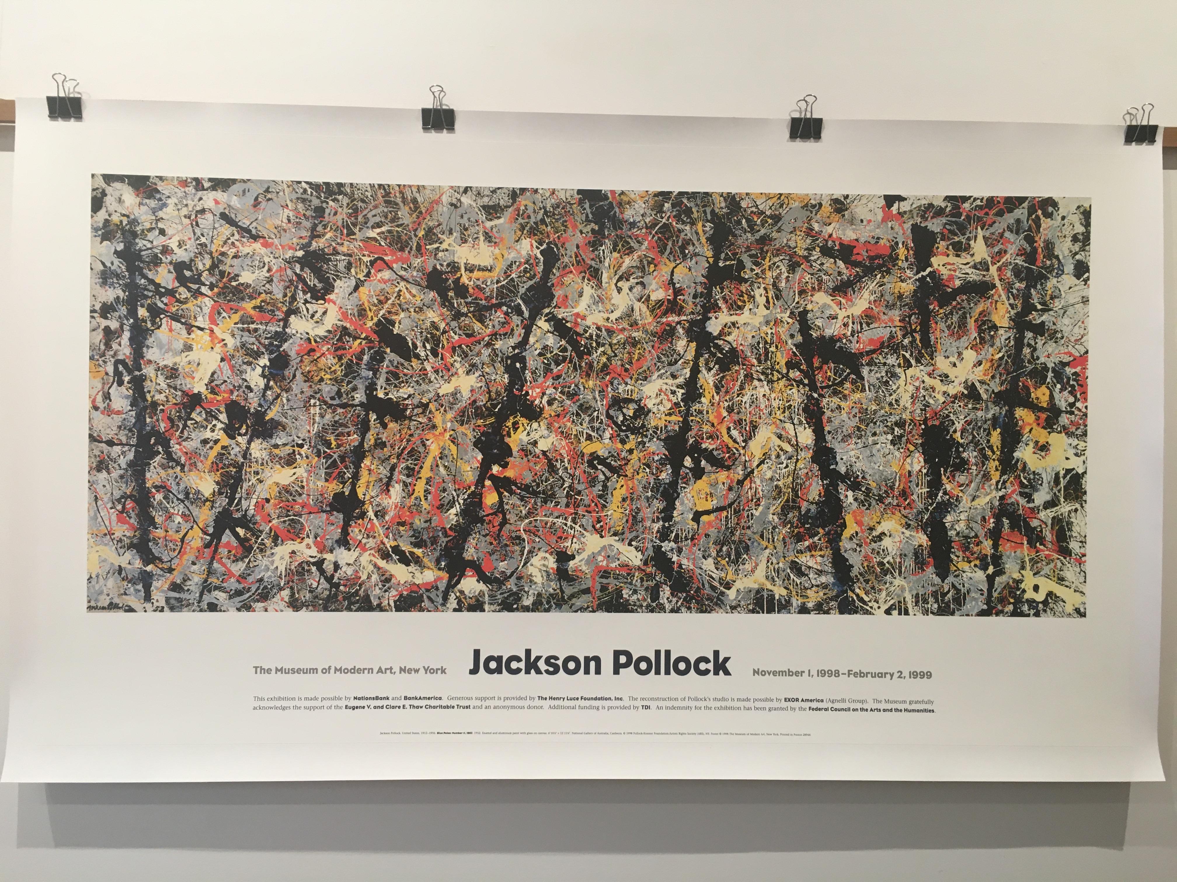 Minimalist Jackson Pollock Original Vintage Exhibition Poster, MOMA, New York