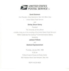 Exclusive invitation with first day cover Jackson Pollock Lee Krasner Foundation