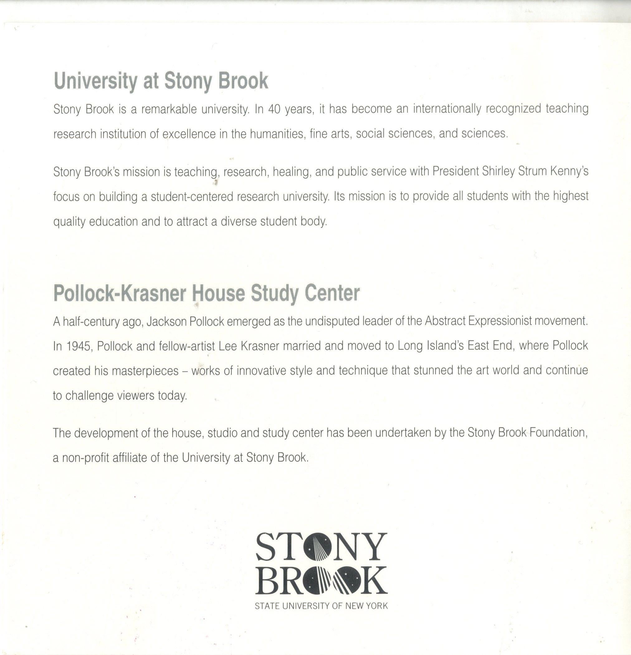 Invito esclusivo con busta primo giorno Fondazione Jackson Pollock Lee Krasner in vendita 3