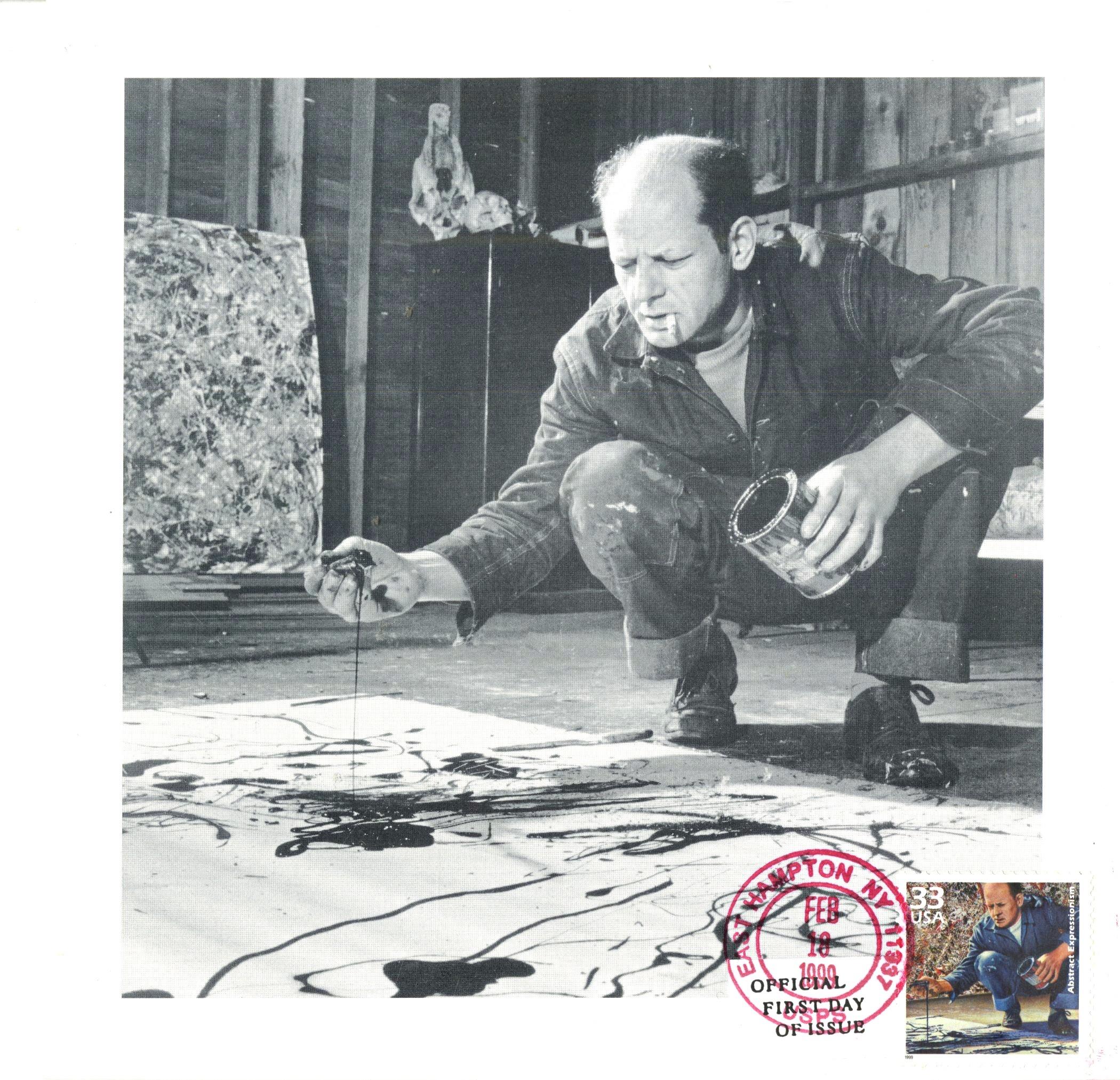 Jackson Pollock
Invito esclusivo con busta primo giorno, 1999
Invito pieghevole in litografia offset con busta con timbro postale del primo giorno di emissione
Francobollo con timbro postale ufficiale dell'Ufficio Postale degli Stati Uniti, datato