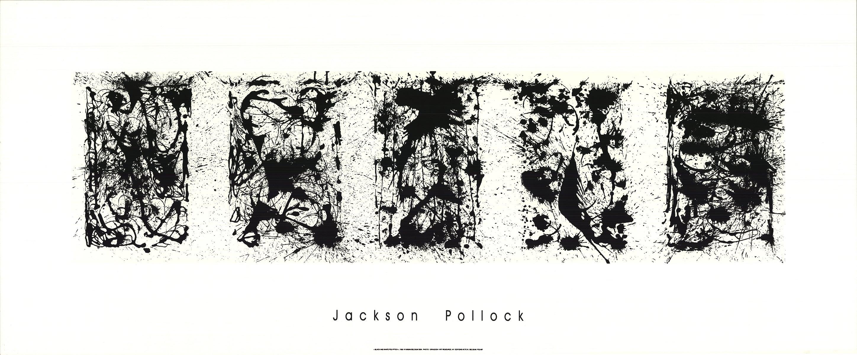 The "Black and White Polyptych" poster by Jackson Pollock, published by Acte III in 2004, is a testament to Pollock's enduring influence and the timeless appeal of his work. Printed on heavy mat cover paper, this high-quality reproduction captures