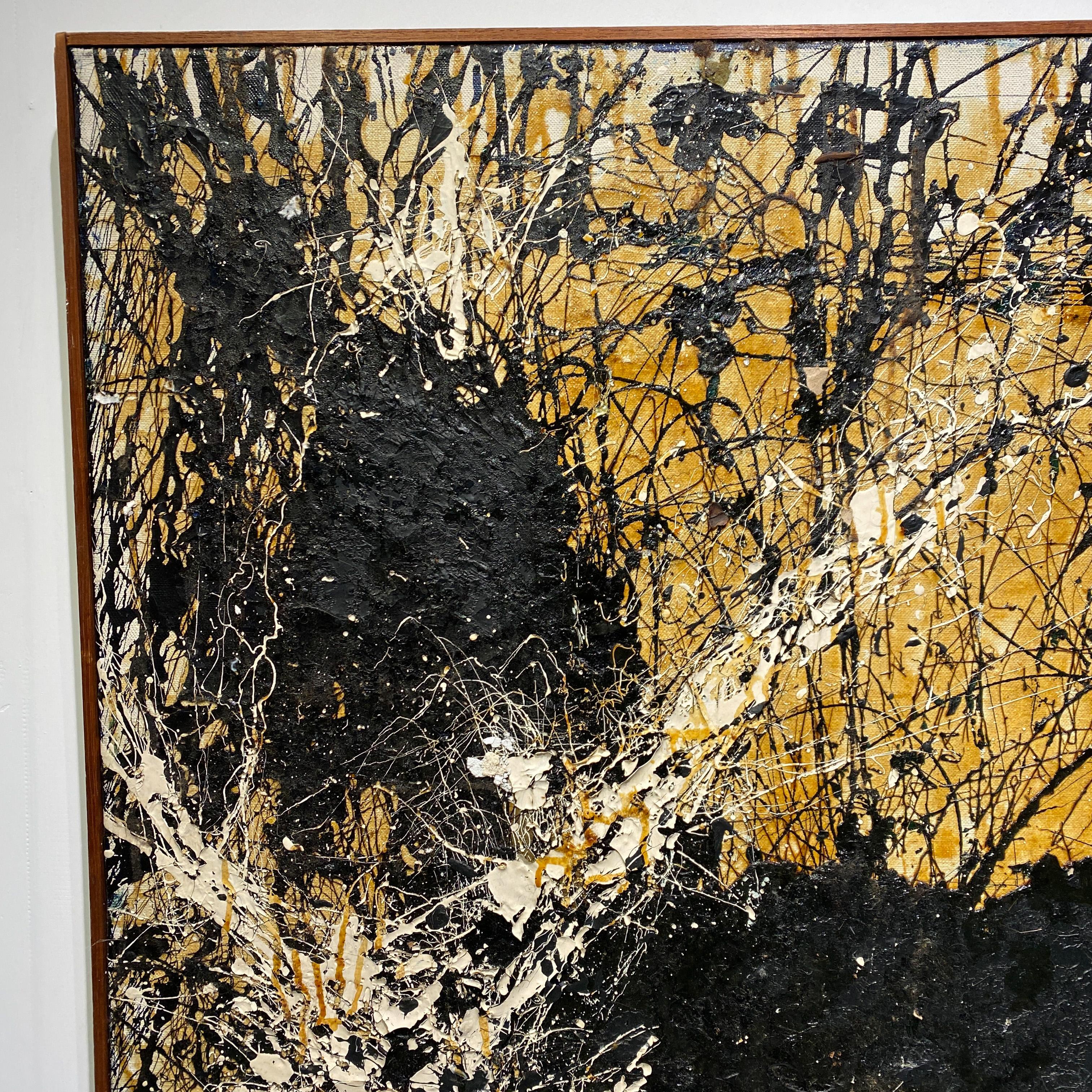 Jackson Pollock Style Drip/Action Painting, Midcentury, Signed & Dated In Fair Condition In AMSTERDAM, NL
