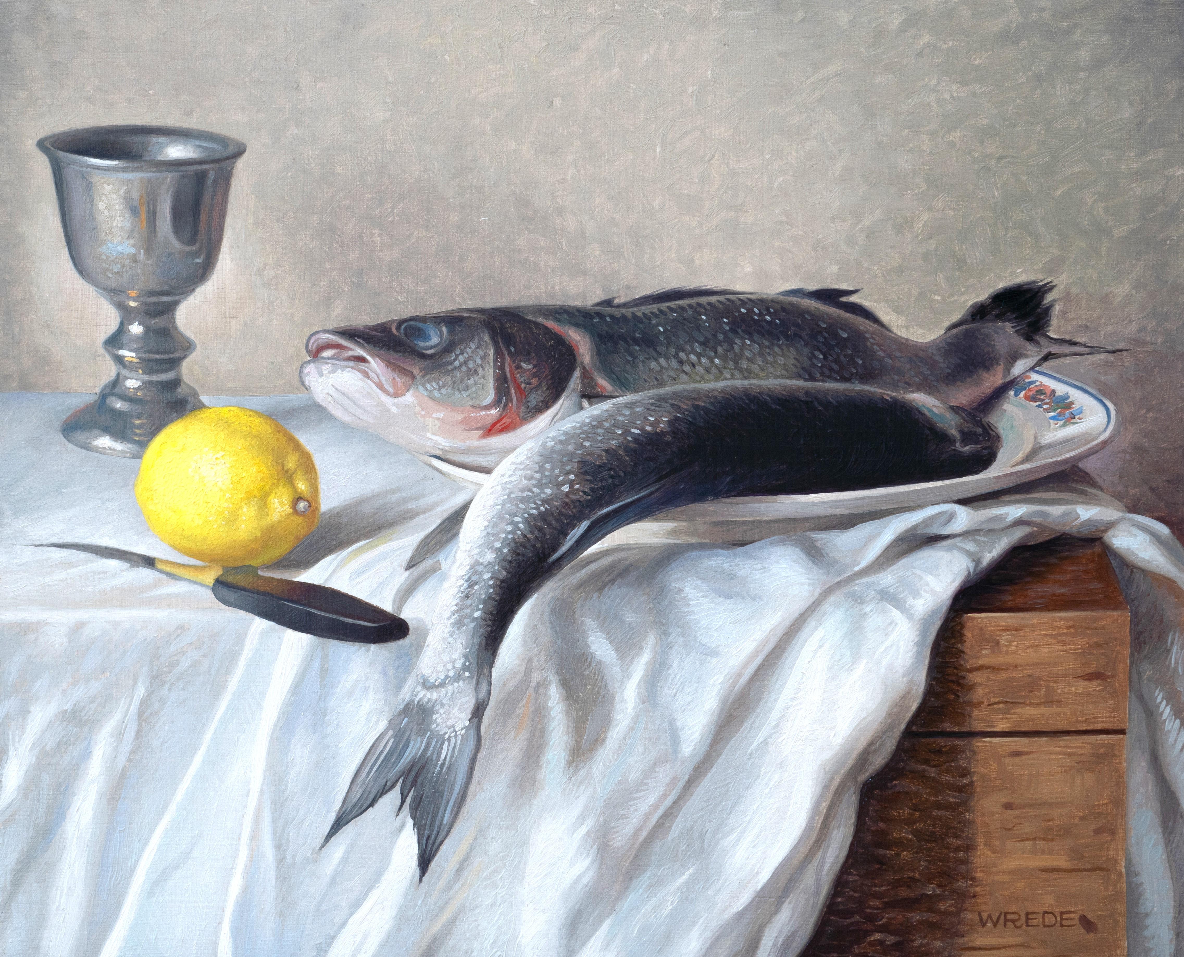 Bronzini, Realista Americano, Bodegón, Pez, Limón, Premiado Contemporáneo - Painting de Jackson Wrede